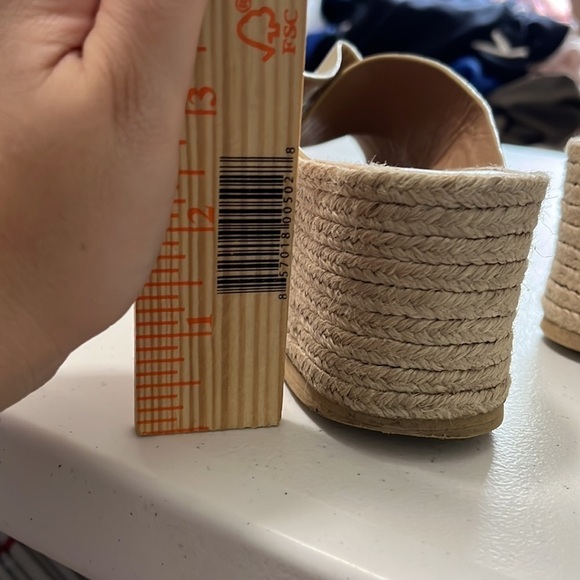 Aquatalia Marina Espadrilles Wedge Sandals Embossed Croc Leather Tan Brown 7 B1 - Picture 12 of 12